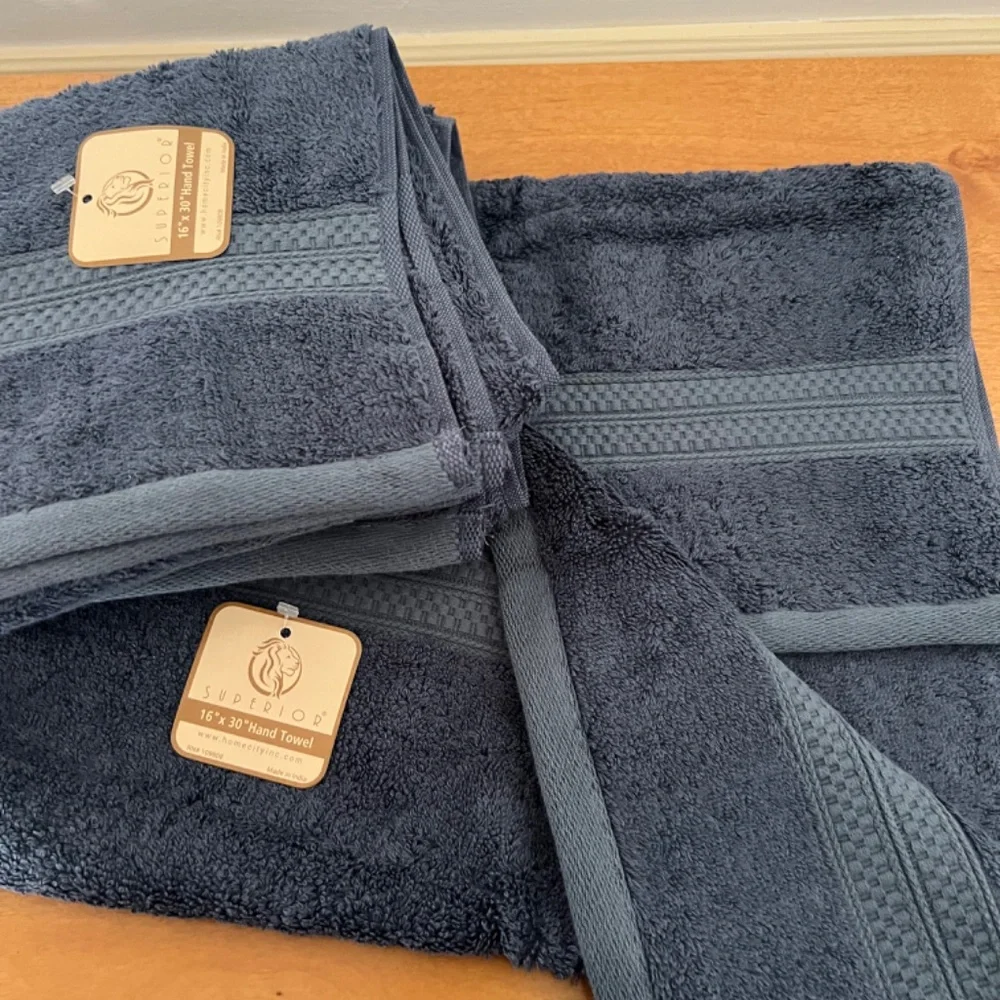 Superior Lush Hand Towel, Set of 3, River Blue, New with Tags, 16